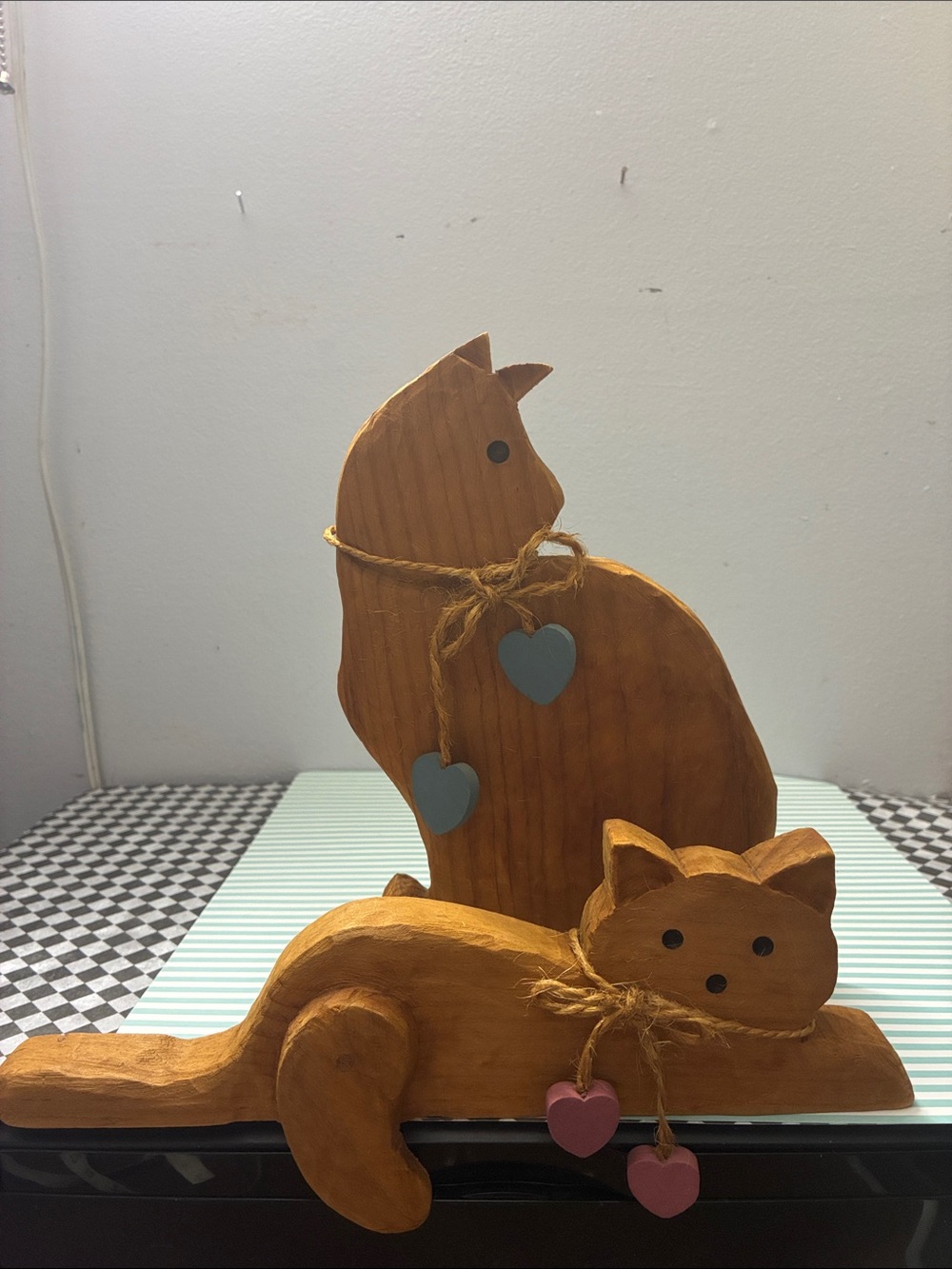 Handcrafted Wooden Cat Figurines